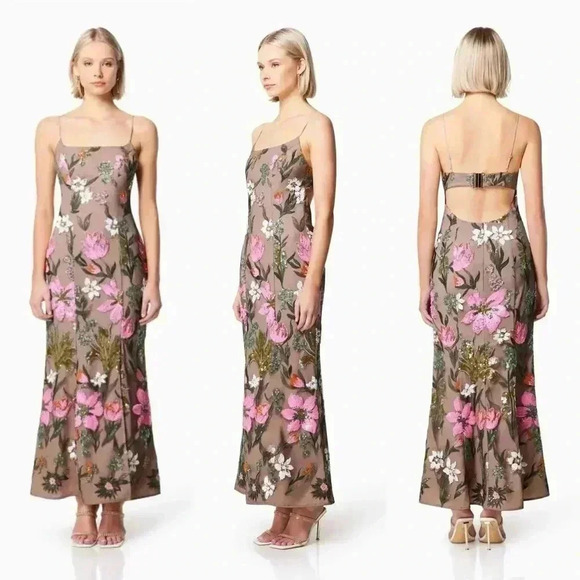 NWOT Elliatt Mesmerize Floral Sequin Maxi Dress Size Small - Picture 1 of 9